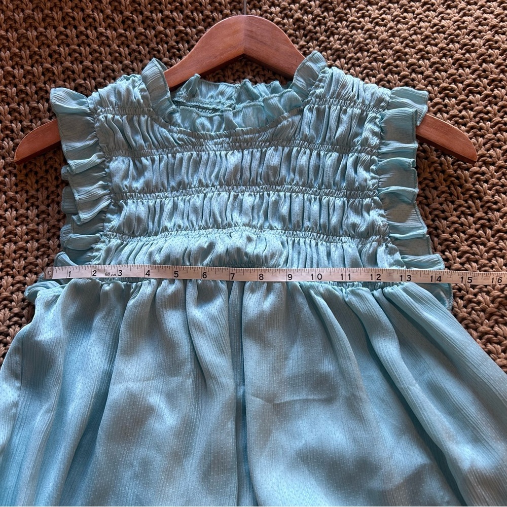 Glam Light Blue Ruffled Blouse - Picture 4 of 5